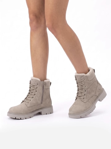 TorWeit Enkellaarsje 'Collar Lace Up Casual Ankle Boots' in Grijs