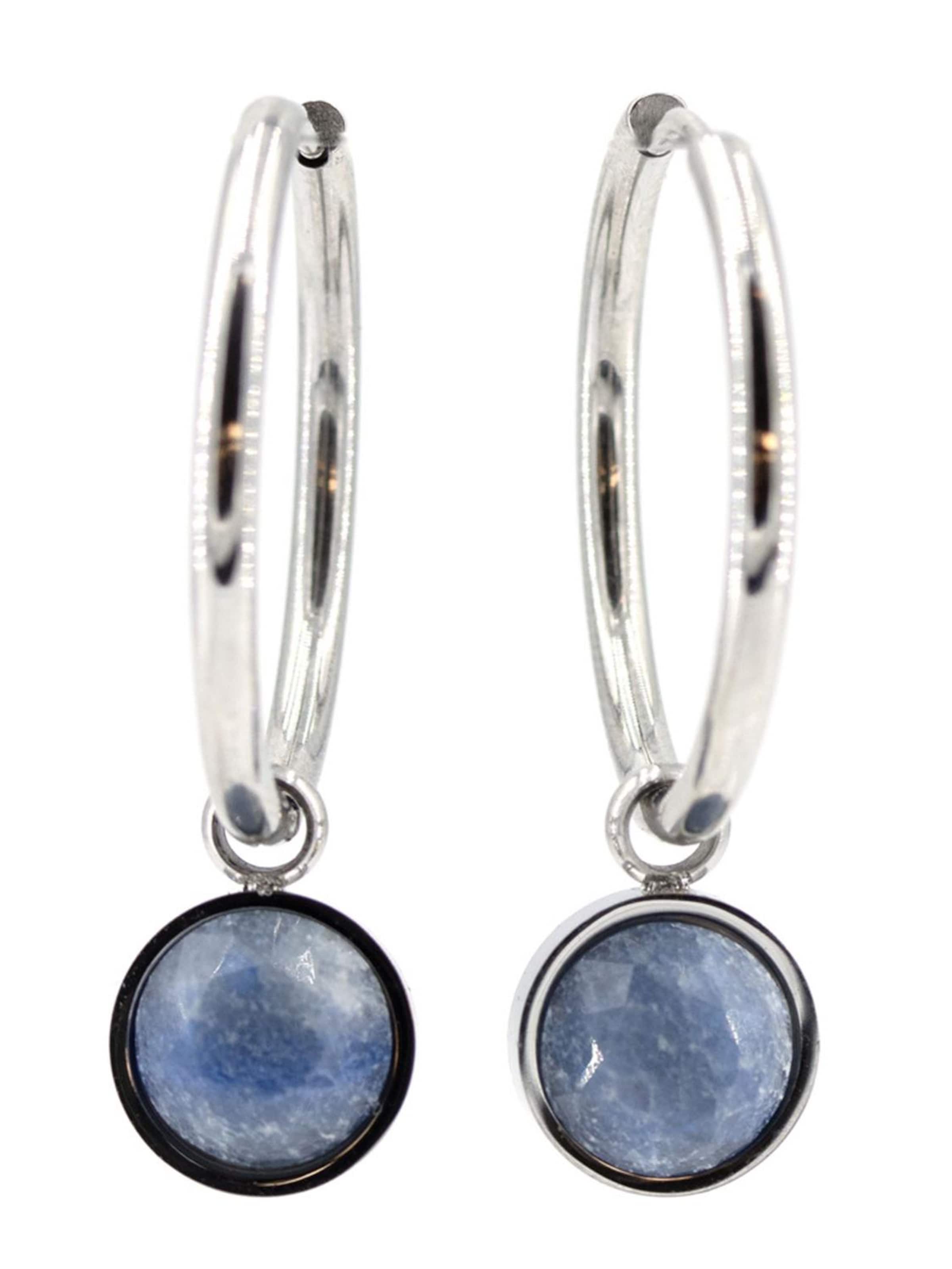 Sergio Engel Earrings 'Beach Ohrring 02 Edelstahl-Hoop mit Natursteinanhänger' in Blue: front