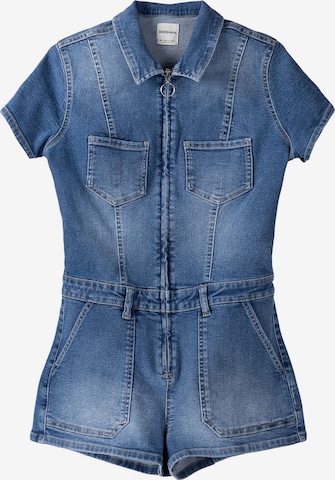 Salopeta de la Bershka pe albastru: față