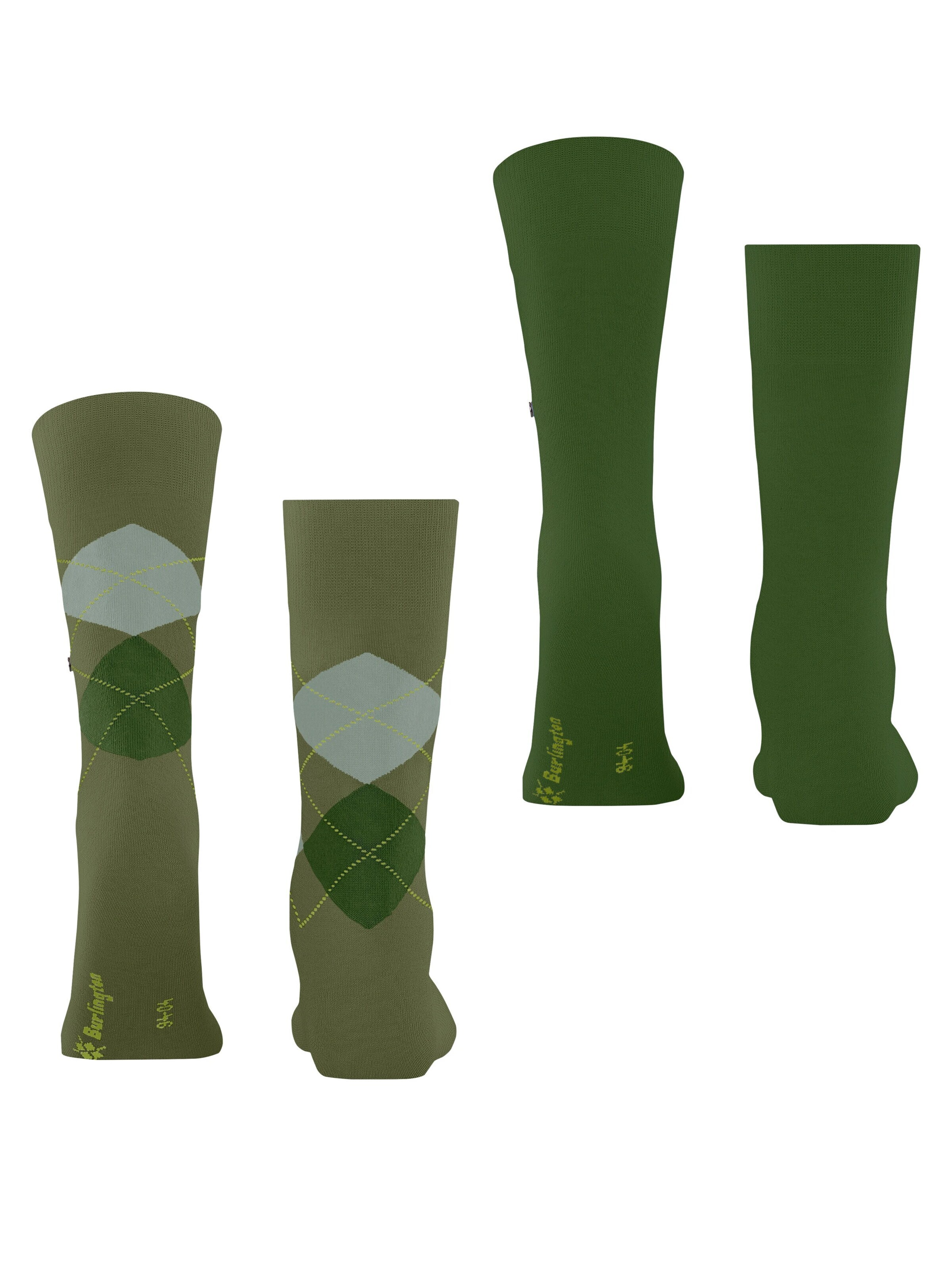 BURLINGTON Socks 'Everyday Argyle Mix 2-Pack' in Green