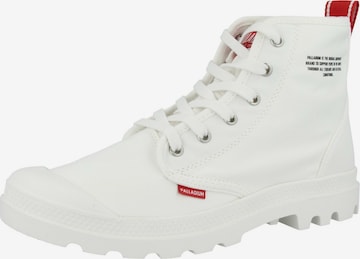 Palladium - Botas con cordones 'Pampa' en blanco: frente