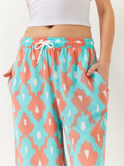 Bianco Lucci Hose in türkis / dunkelgrün / weiß, Produktansicht