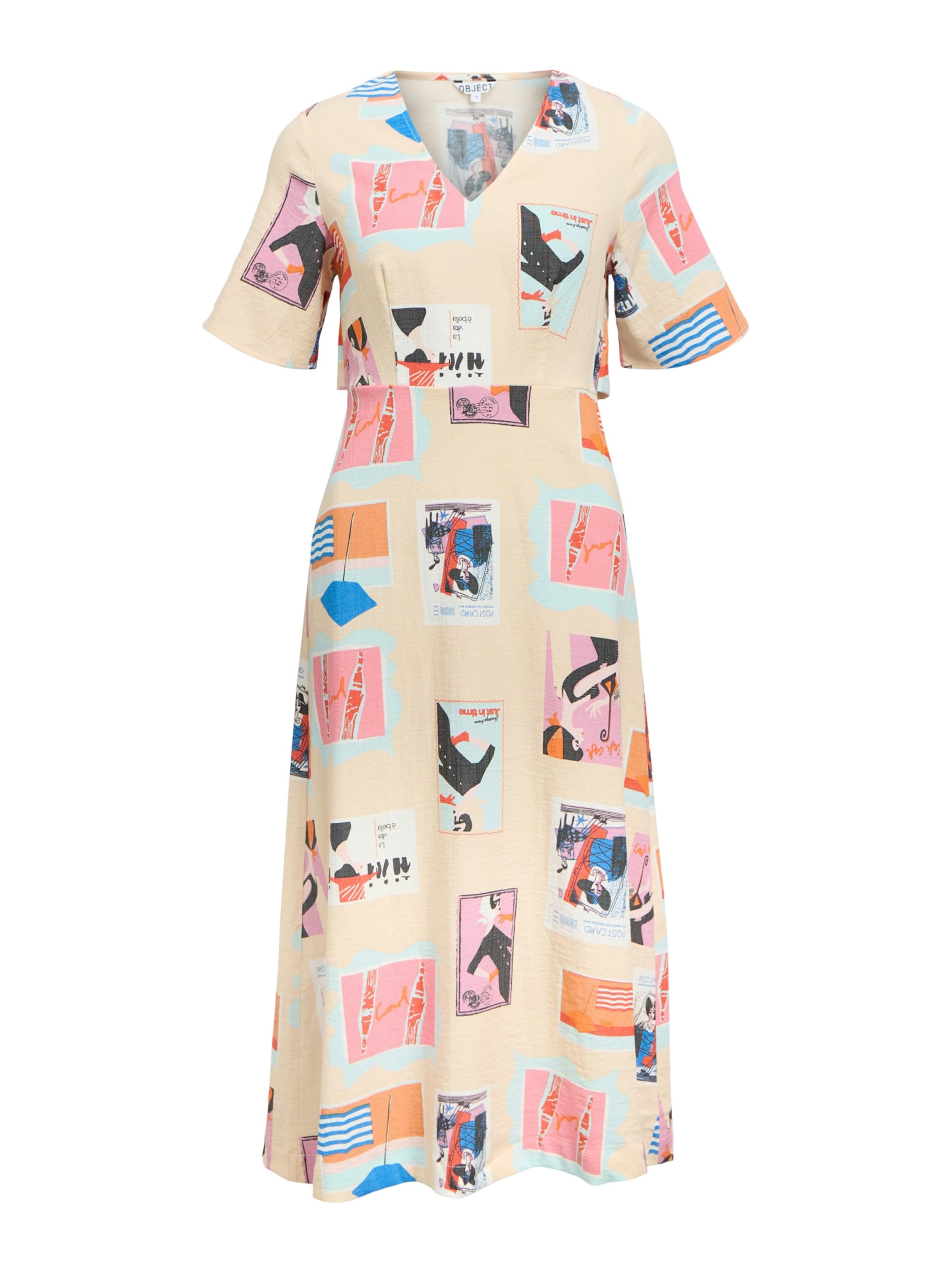 OBJECT Kjole 'OBJTracy' i creme / orange / pink / sort, Produktvisning