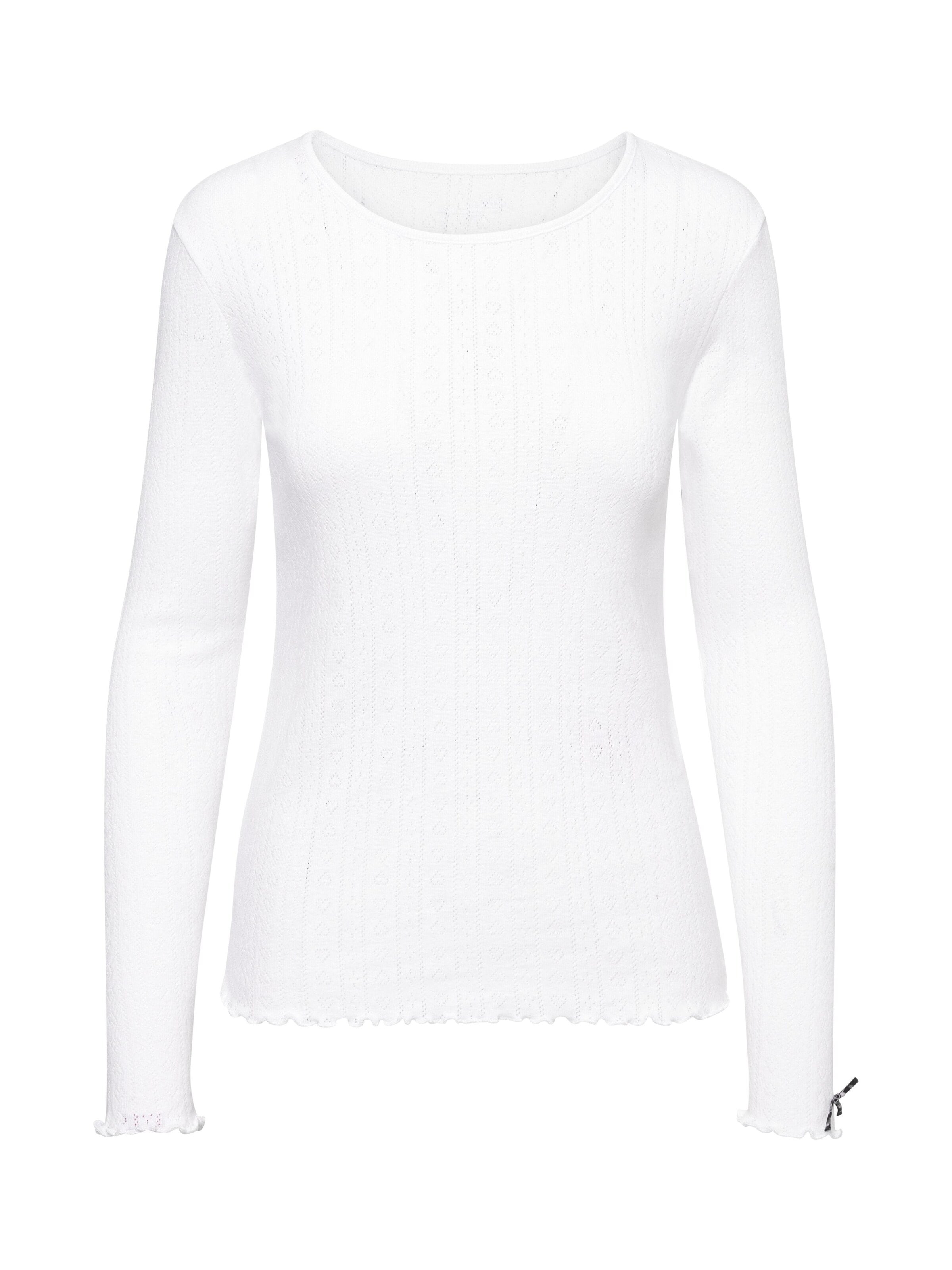 Pyjama 'Longsleeve Shirt Pointelle' Hey Honey en blanc : devant