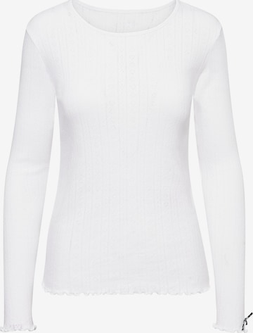 Pyjama 'Longsleeve Shirt Pointelle' Hey Honey en blanc : devant