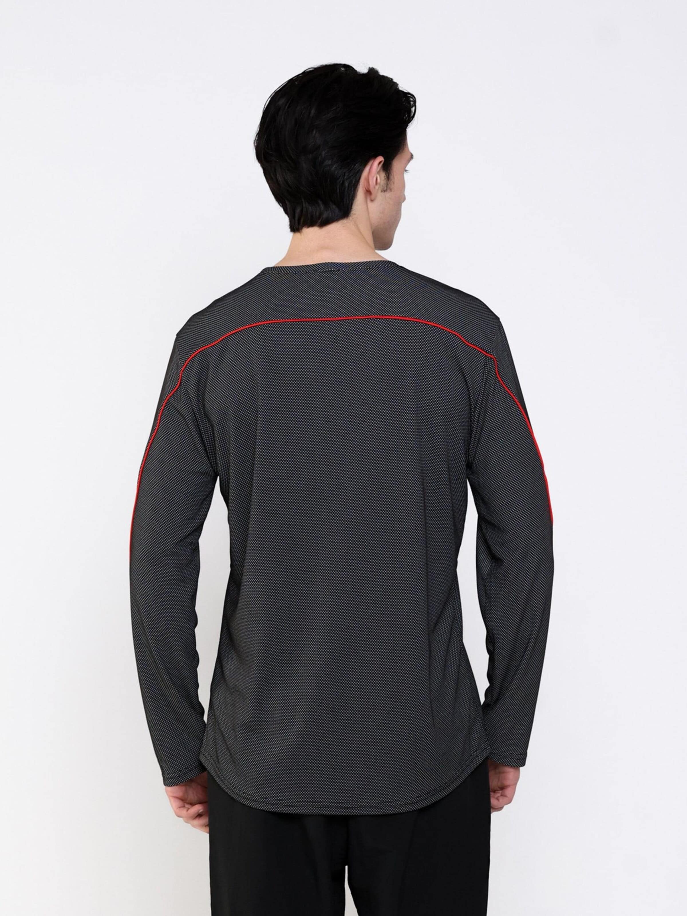 neverover Koszulka funkcyjna 'Men's Essential Striped Long Sleeve T-shirt' w kolorze czarny