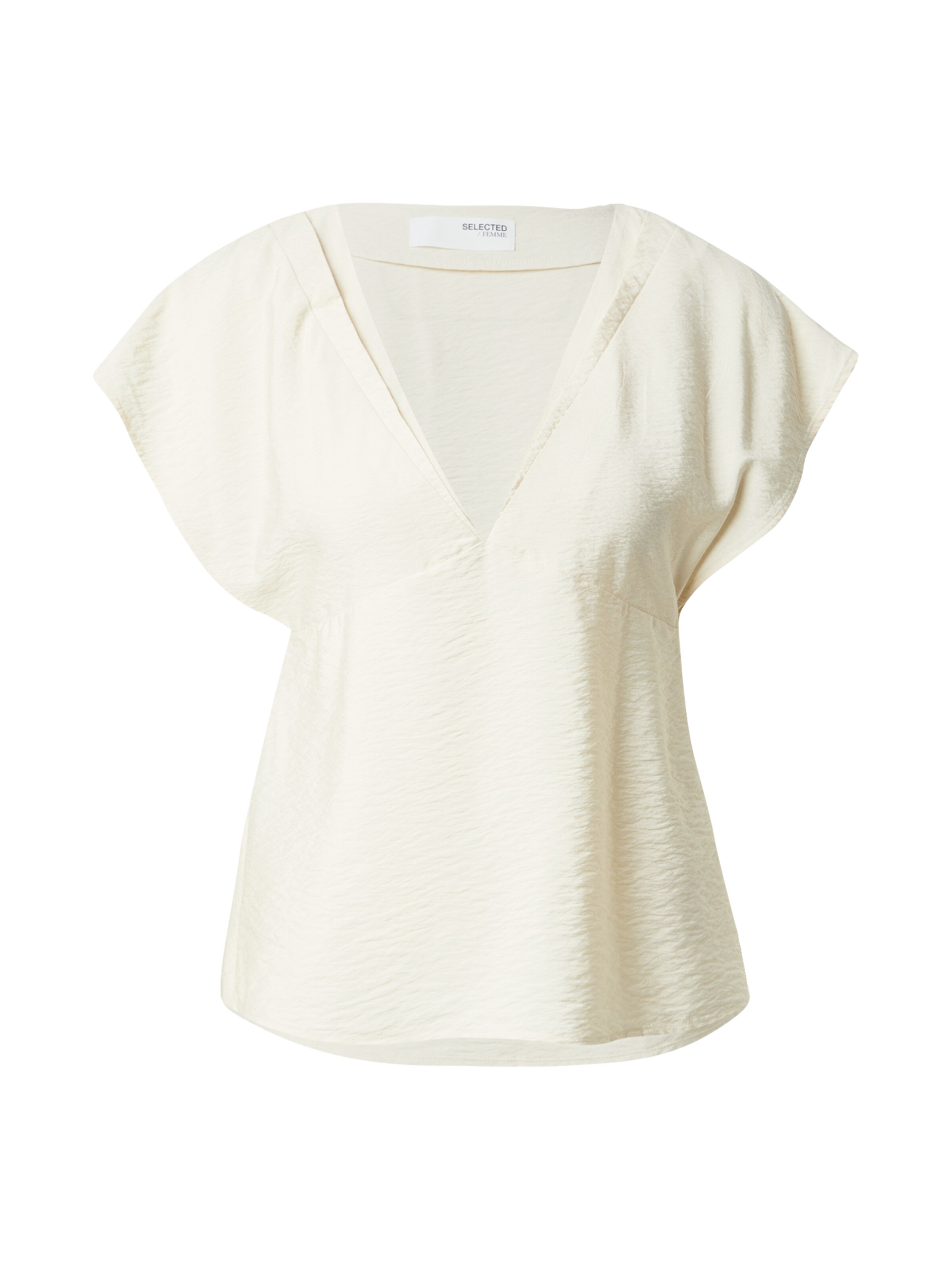 SELECTED Tunika 'SLFCALA SS V-NECK TOP EX' i beige: forside