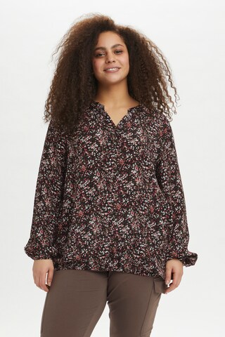 KAFFE CURVE Blouse 'Olanda' in Bruin: voorkant