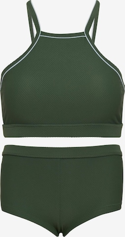 La V Bikini 'Bikini hipster broekje en crop top met racerback' in Groen: voorkant