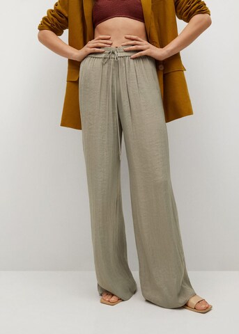 MANGO Wide leg Broek in Groen: voorkant