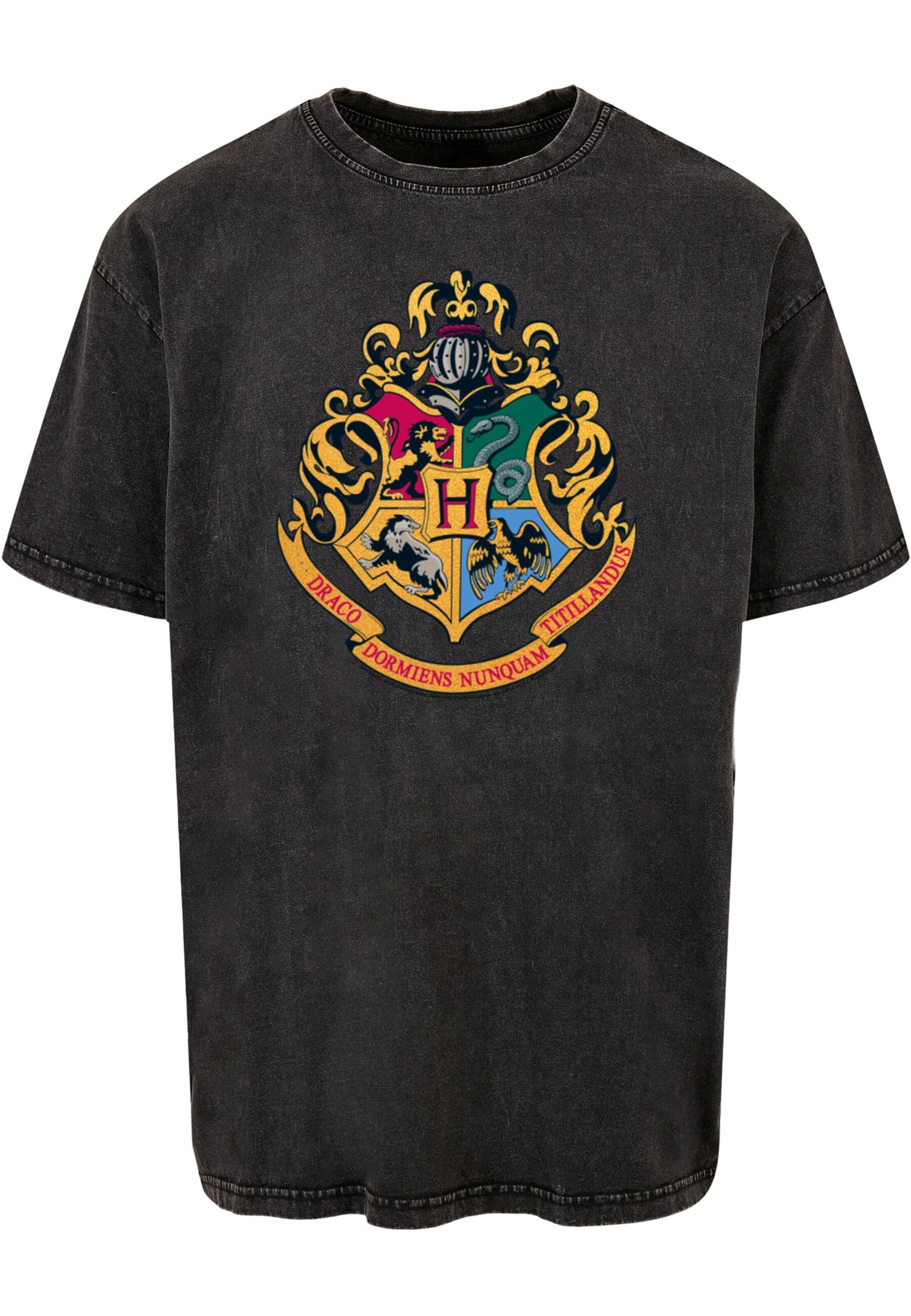 ABSOLUTE CULT Shirt 'Harry Potter - Hogwarts Crest' in Grey: front