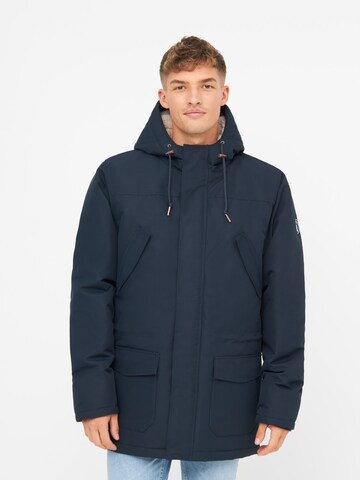 Derbe Winterjacke 'Festholm' in Blau: Vorderseite