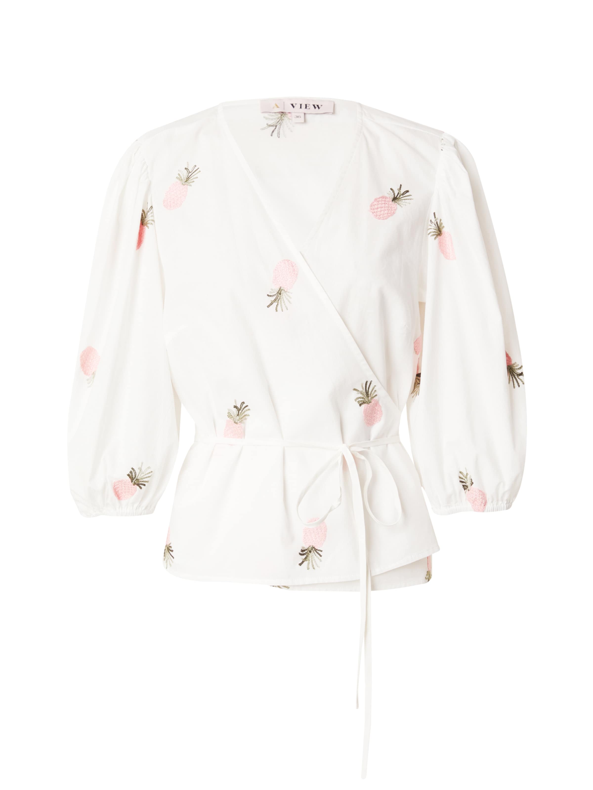 A-VIEW Bluse 'Rebekka' i mørkegrøn / lyserød / hvid, Produktvisning