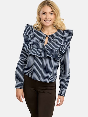 Liberte Essentiel Shirt ' HEATHER-LS-TIE ' in Blau: Vorderseite