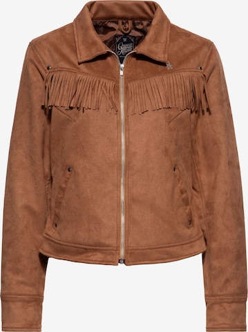 Queen Kerosin Zip-Up Hoodie in Brown: front