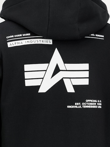 ALPHA INDUSTRIES Sweatshirt 'Label Back Print' in Schwarz