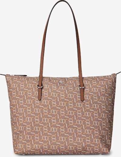 Pirkinių krepšys 'KEATON' iš Lauren Ralph Lauren, spalva – zomšos spalva / tamsi smėlio / karamelės / balta, Prekių apžvalga