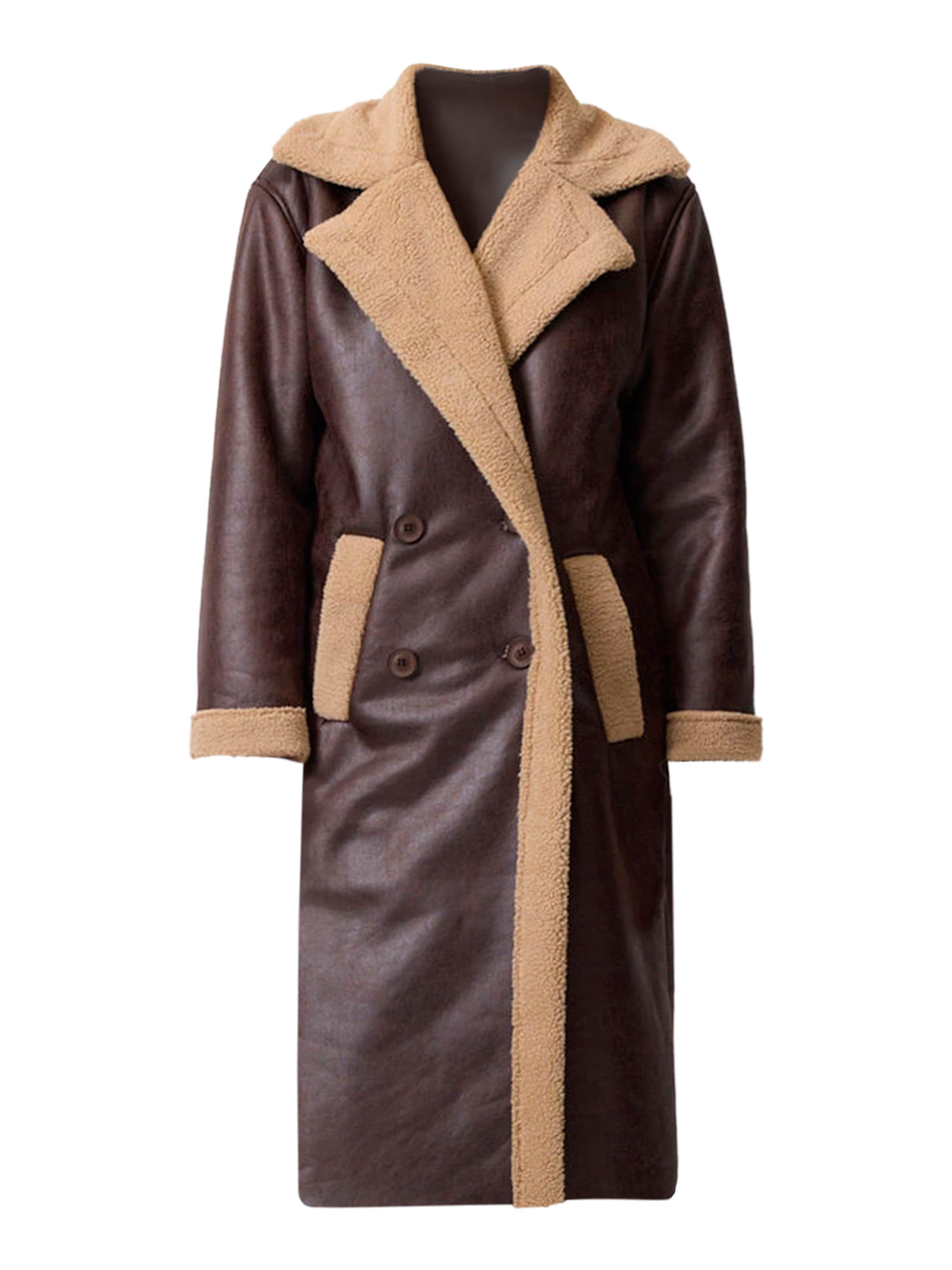 Touche Prive Wintermantel in hellbraun / dunkelbraun, Produktansicht