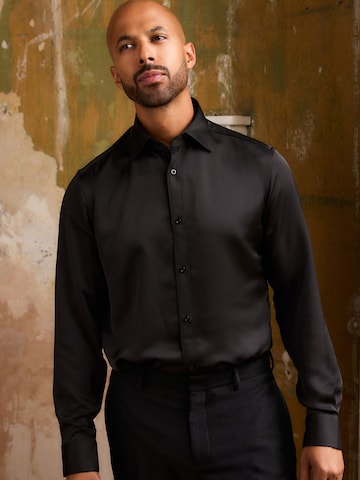 Next Regular Fit Hemd 'Edit' (GOTS) in Schwarz