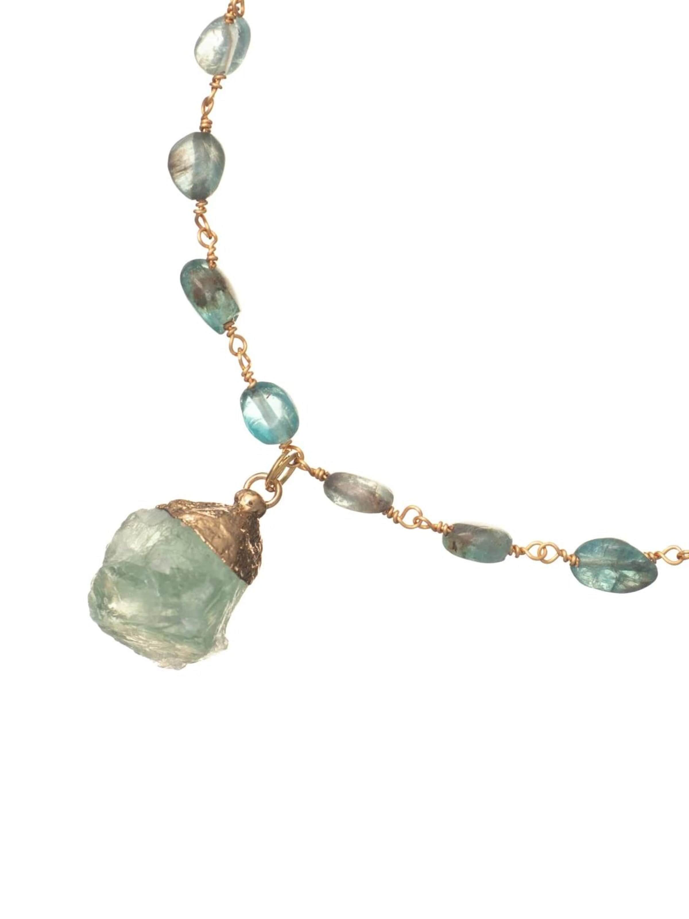 THE GEM STORIES JEWELRY Necklace 'Light Green Apatite Necklace with  Semiprecious Stone Charm' in Green