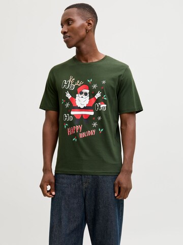 JACK & JONES Shirt 'X-Mas' in Green: front