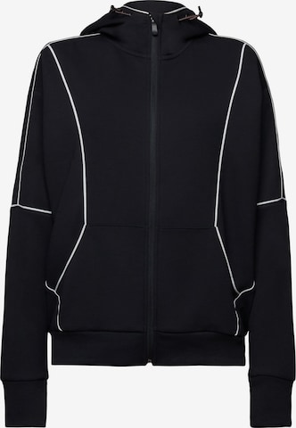 ESPRIT Athletic Zip-Up Hoodie in Black: front