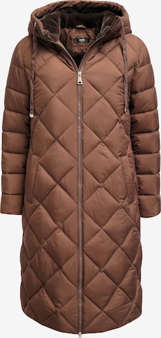 Funk since 1776 Winter Coat 'Steppmantel mit Kapuze' in Brown: front