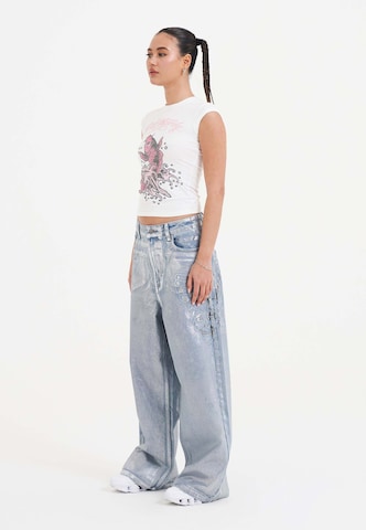 Ed Hardy T-Shirt 'Koi Fisch Steinen' in Weiß