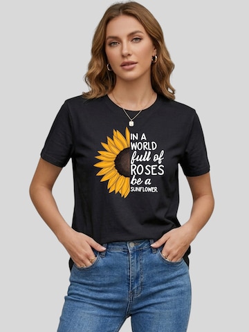 T-shirt 'Women's Summer Short Sleeves Tops' LapaPlus en noir : devant