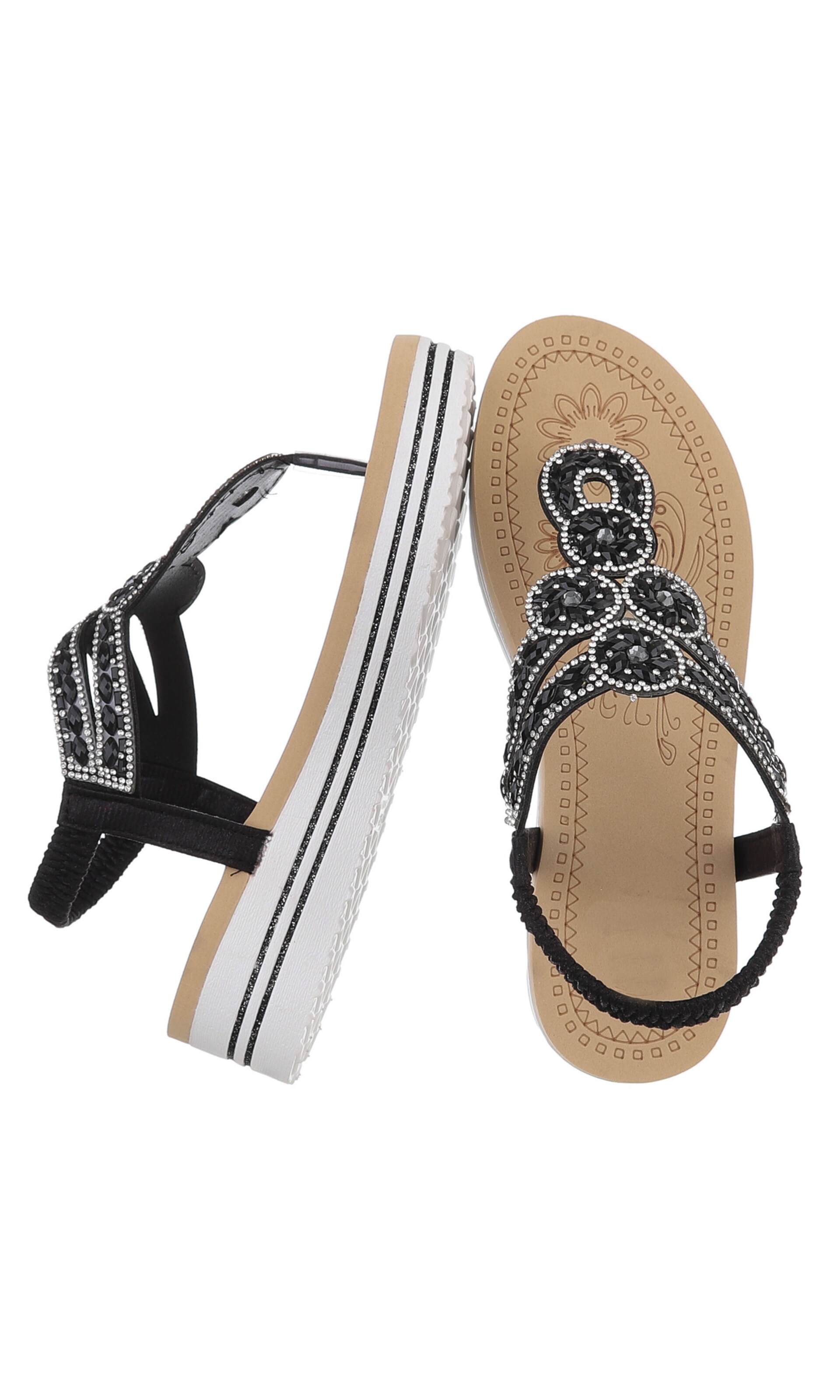 Ital-Design T-Bar Sandals in Black