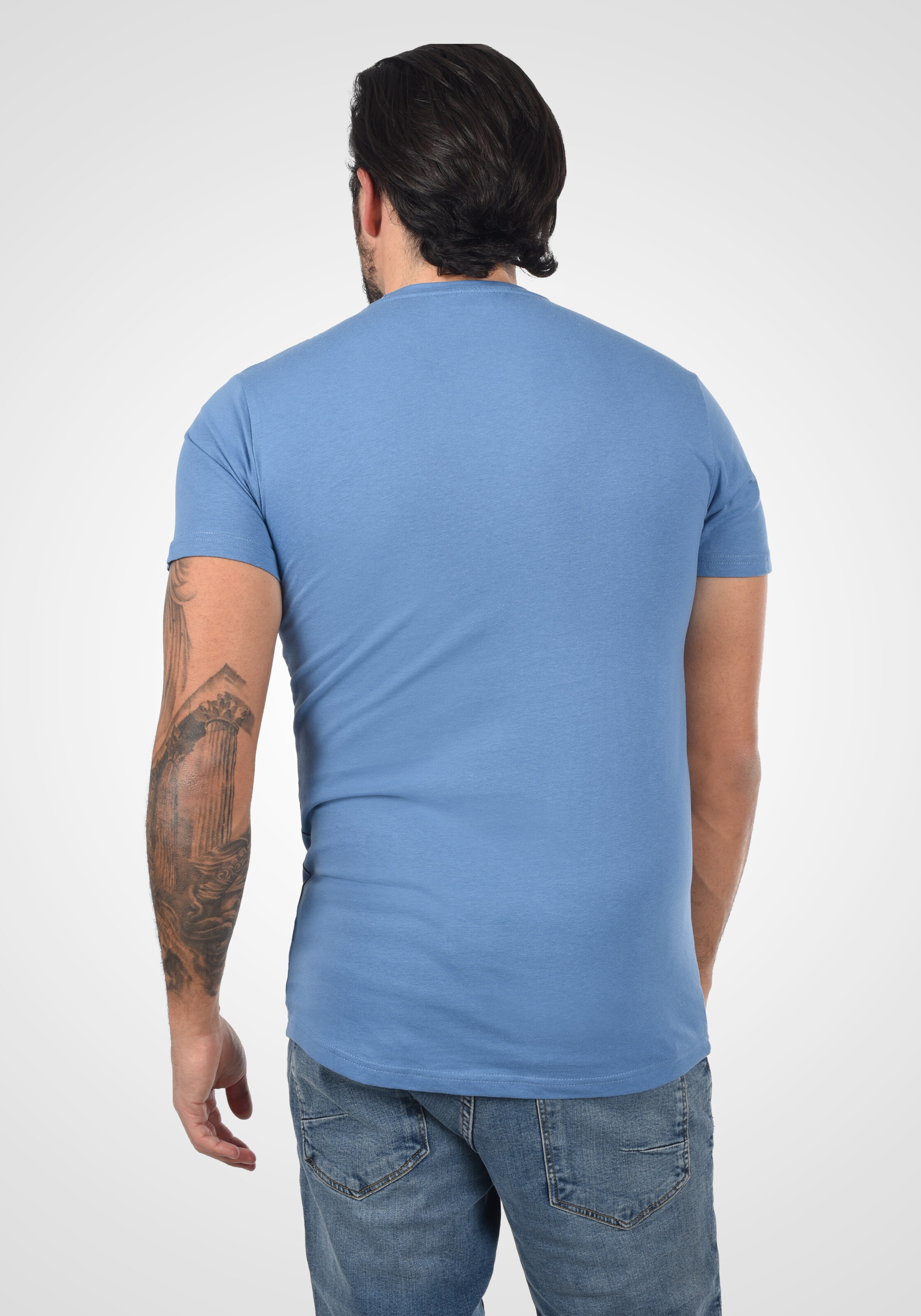 Männer Große Größen  Solid T-Shirt in Hellblau - MD21621