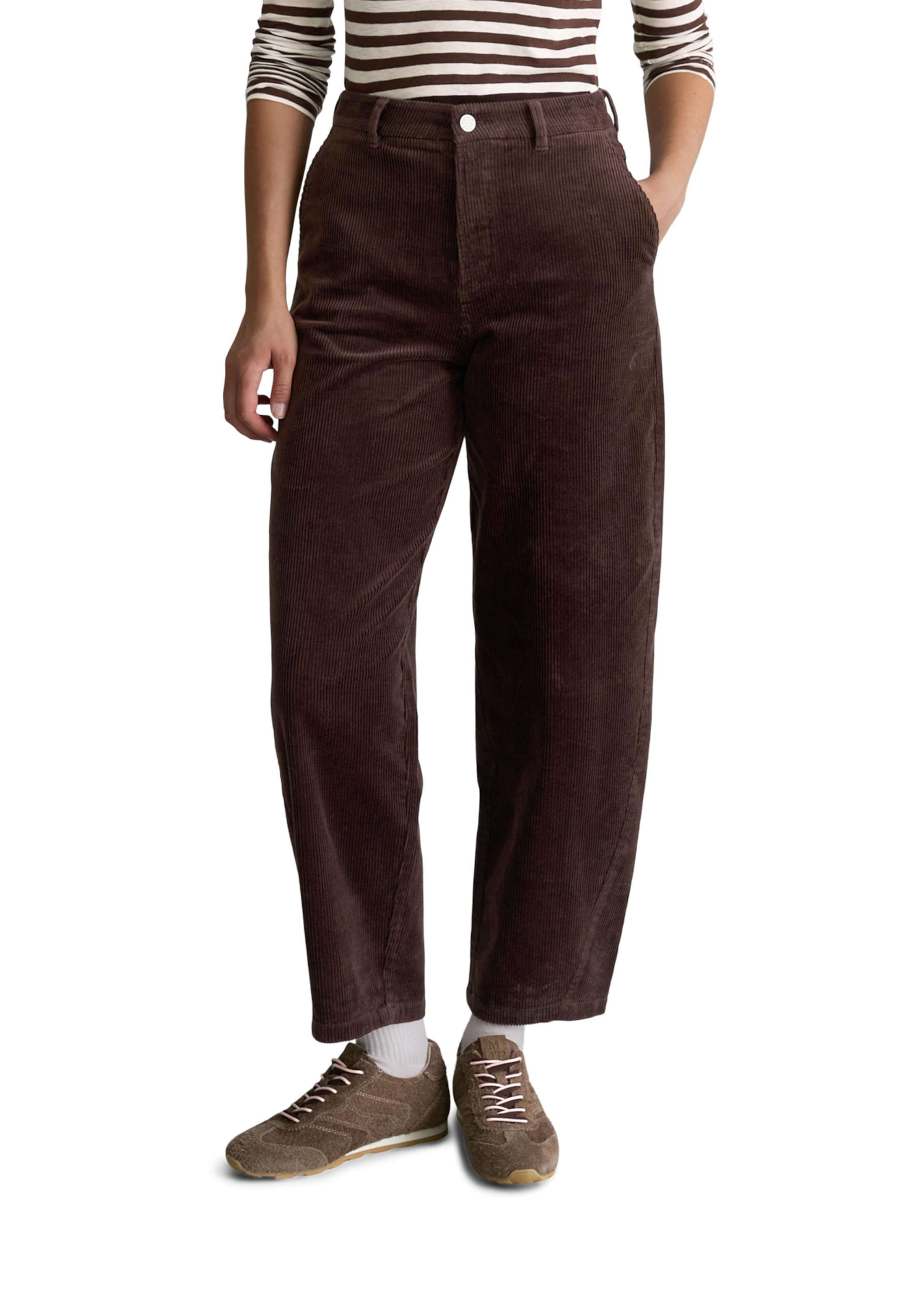 Marc O'Polo DENIM Barrel Trousers 'Airin' in Brown: front