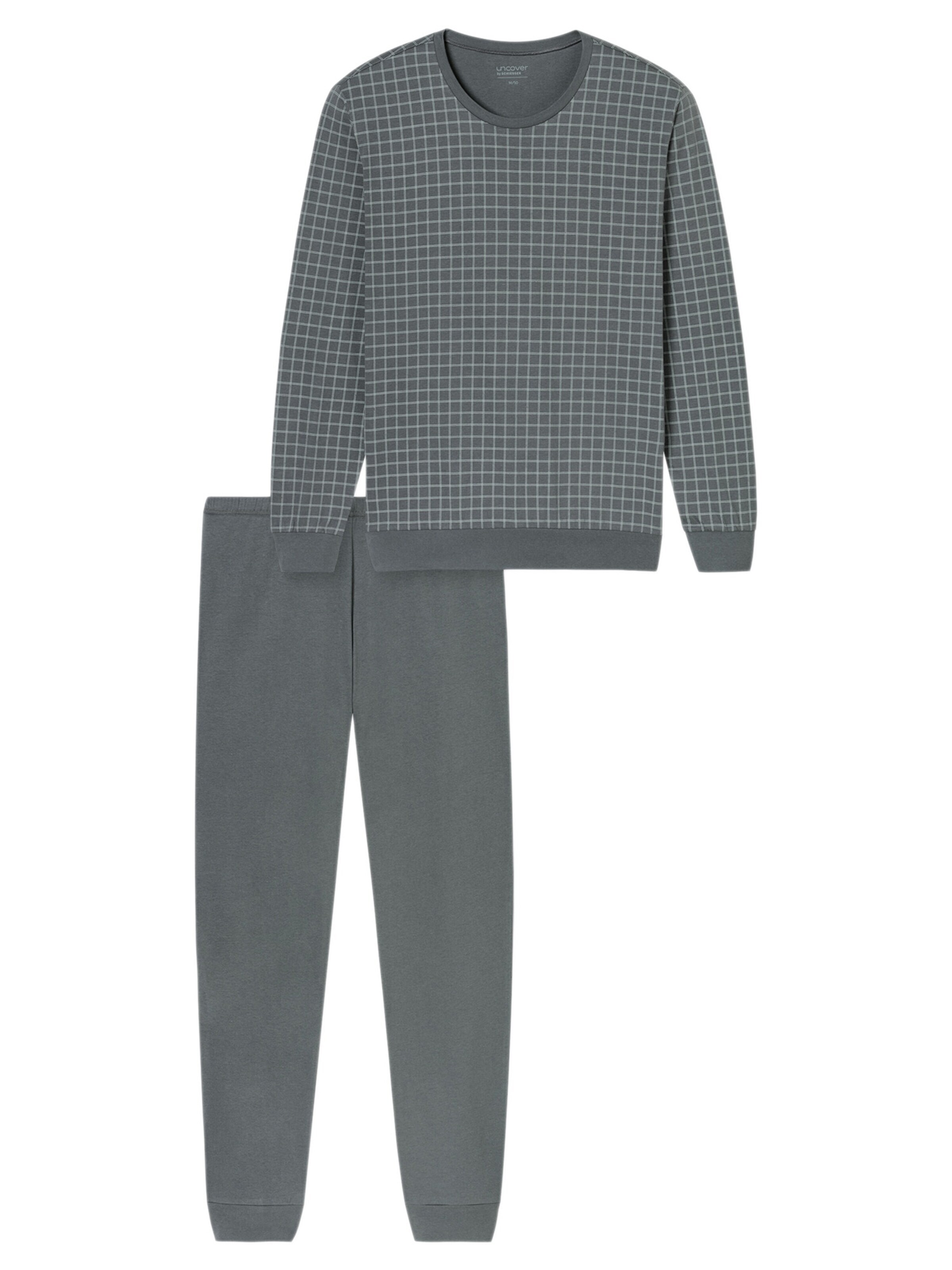 uncover by SCHIESSER Pyjama lang 'Basic'‌‌‌‌‌‌‌‌‌‌ in Grau: Vorderseite