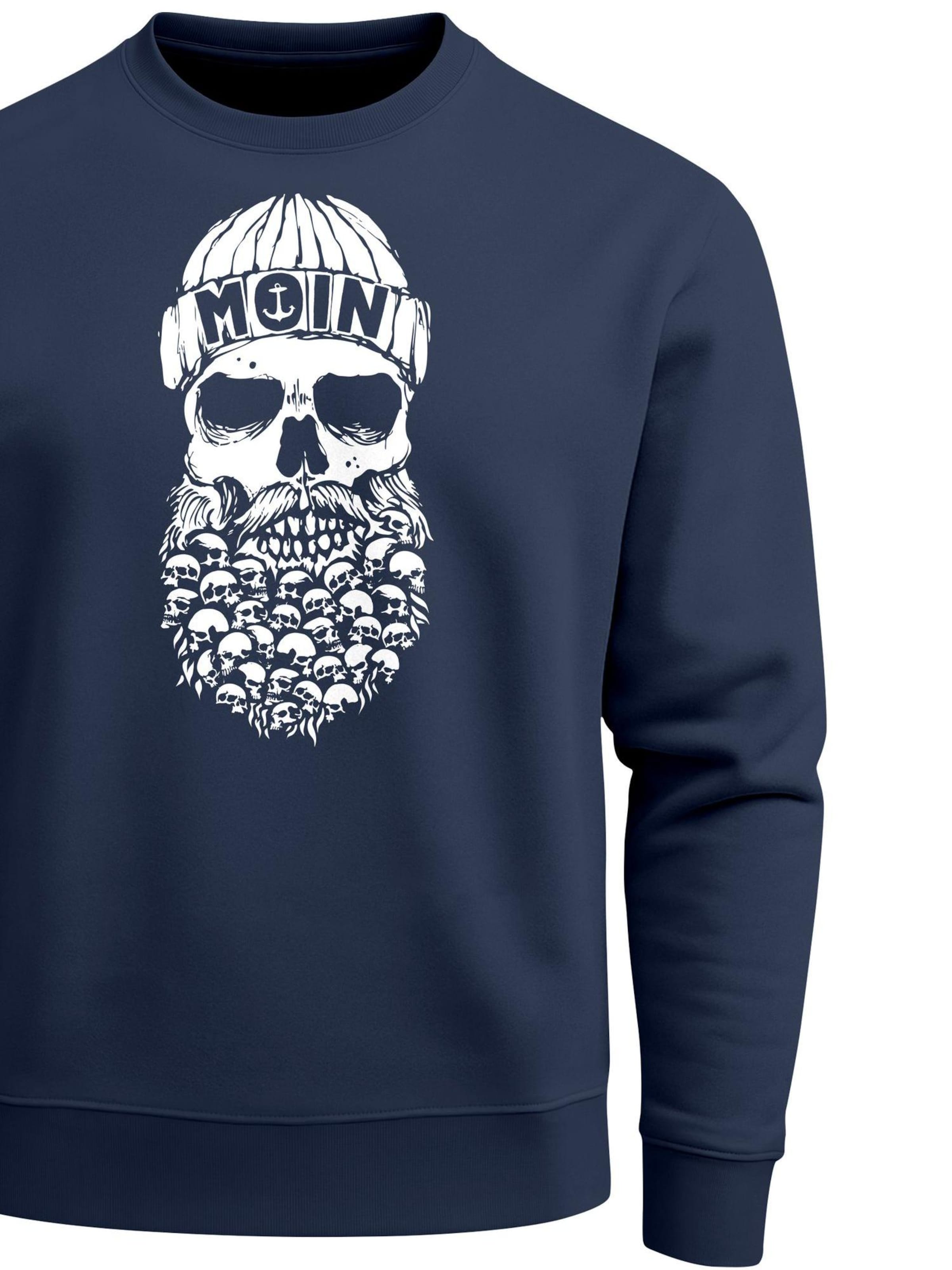 Neverless Sweatshirt 'Moin Skull' in Blue