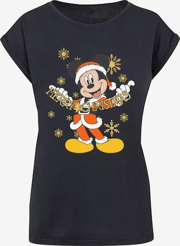 ABSOLUTE CULT Shirt 'Ladies Mickey Mouse - Merry Christmas Gold' in Blauw: voorkant