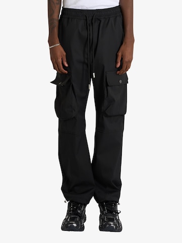 Yes London Tapered Cargobroek in Zwart: voorkant