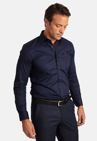 Sir Raymond Tailor Regular fit Button Up Shirt 'Moss' in Blue