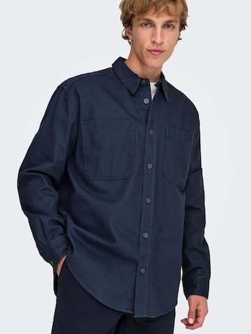 Only & Sons Comfort fit Button Up Shirt 'ONSAlp' in Blue