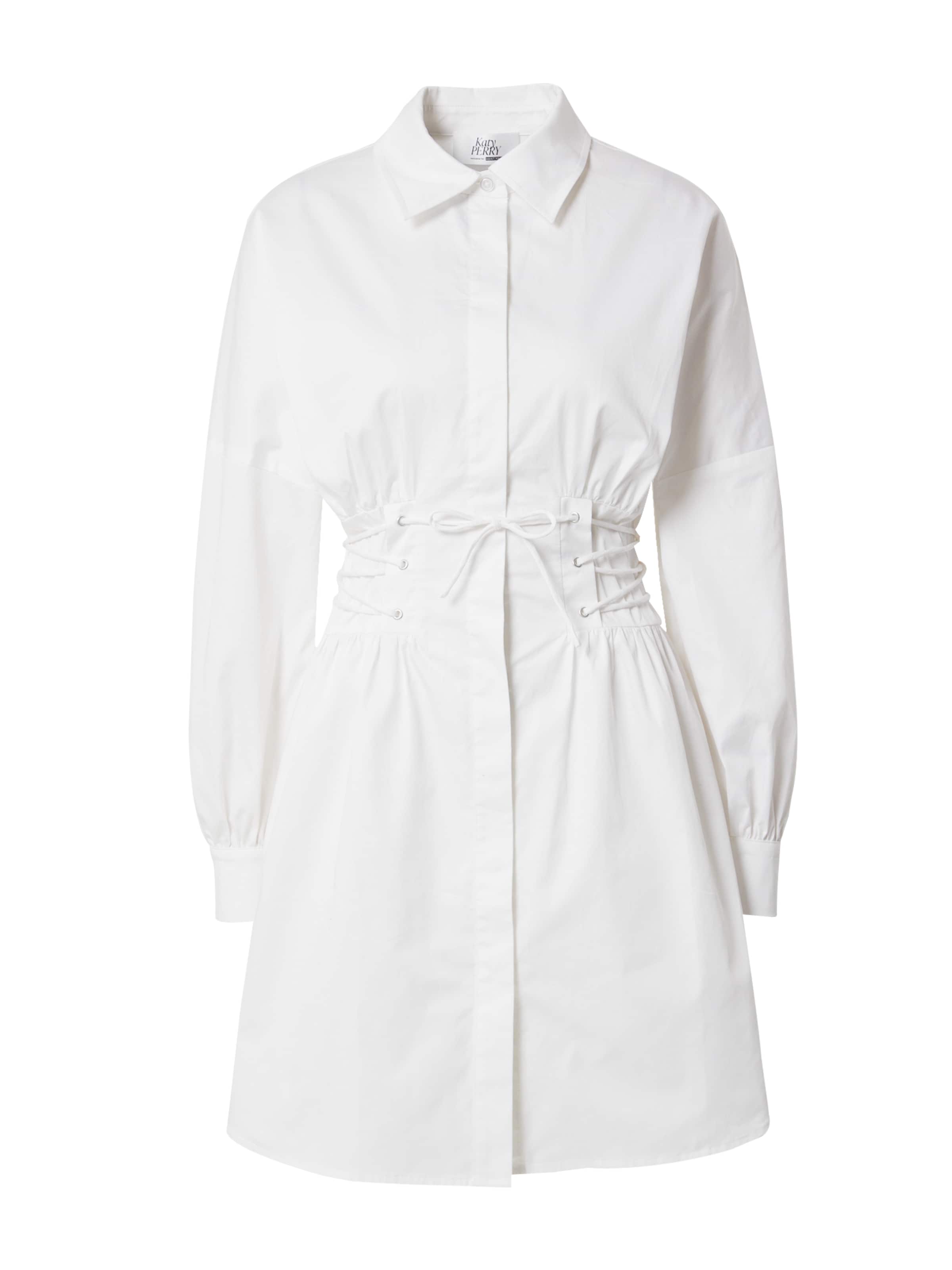 Katy Perry exclusive for ABOUT YOU Рокля тип риза 'Mathilda' в бяло: отпред