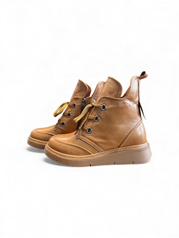 Begoria Lace-Up Ankle Boots in Beige