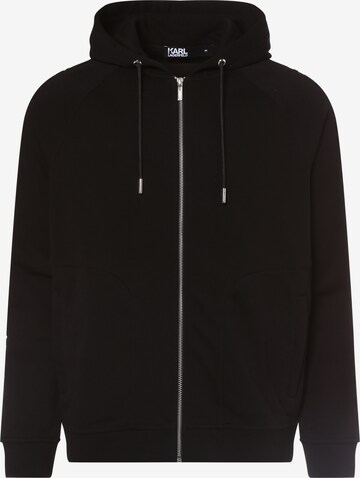 Karl Lagerfeld Zip-Up Hoodie in Black: front