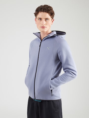 Bluză cu fermoar sport 'Evostripe' de la PUMA pe albastru: față