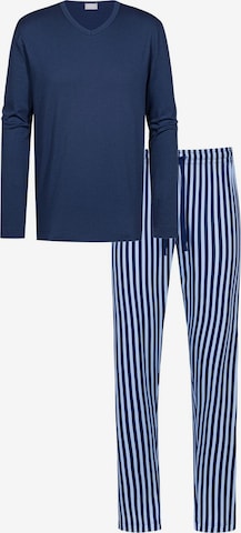 Mey Pyjama lang 'Graphic Stripes' in Blau: Vorderseite