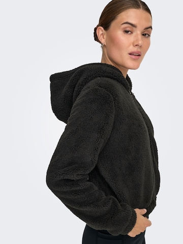 ONLY PLAY Athletic Fleece Jacket 'ONPCas-Fluf' in Black