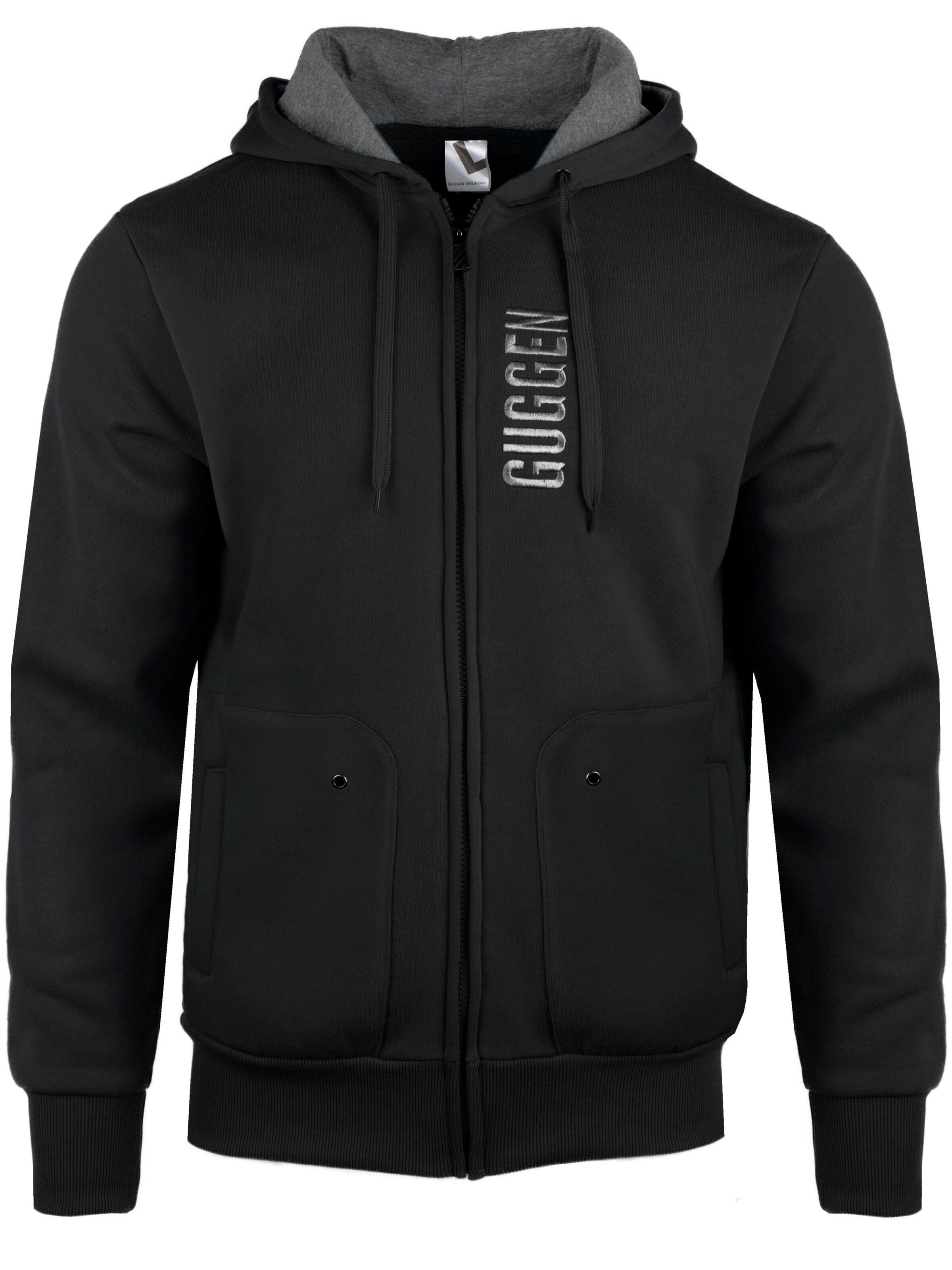 Guggen Mountain Sweatshirt 'Kapuzenpullover 1862 Sweatjacke Pullover' in Zwart: voorkant