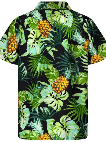 King Kameha Blouse 'Pineapple Leaves' in Zwart