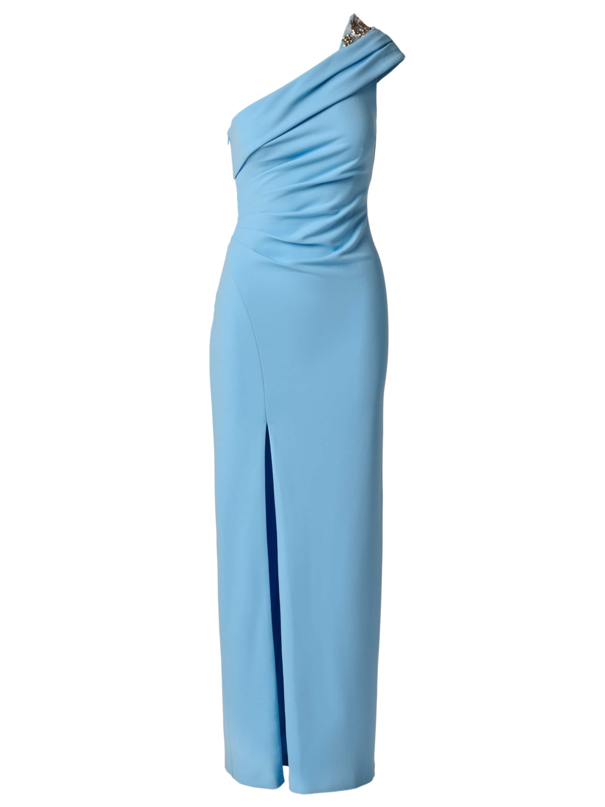 Adrianna Papell Avondjurk 'One Shoulder Crepe Gown' in Blauw: voorkant