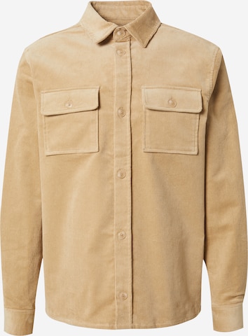 DAN FOX APPAREL Regular fit Button Up Shirt 'Lucian' in Beige: front