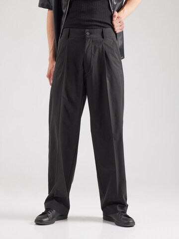 HUGO Loose fit Pleat-Front Pants 'Riko253' in Black: front