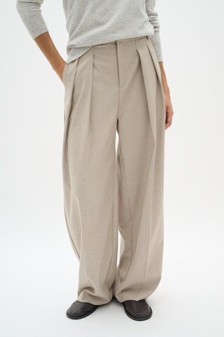 InWear Wide leg Pleat-Front Pants 'Umali' in Beige: front